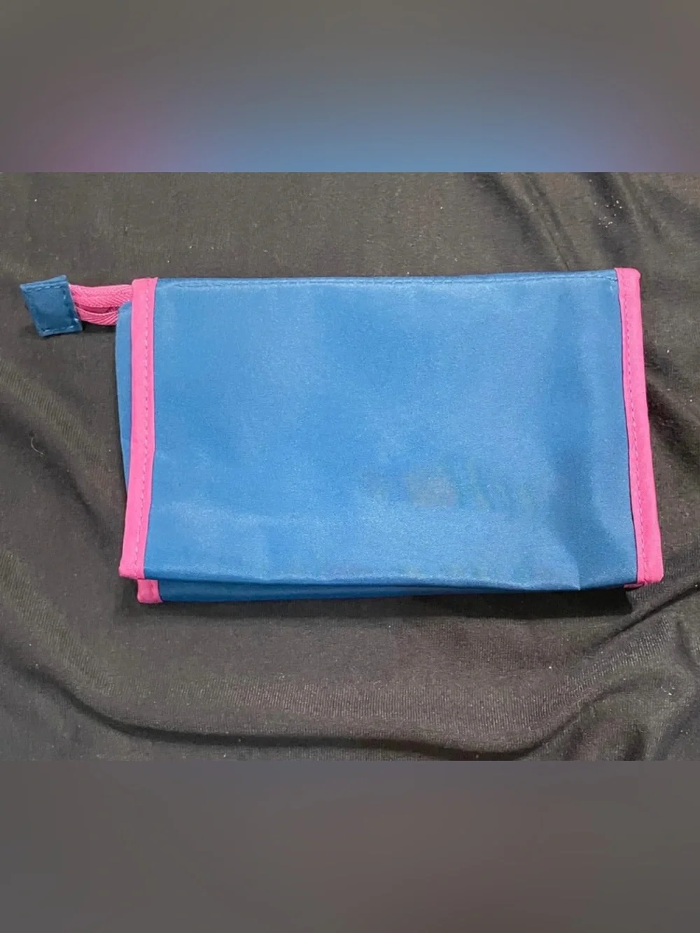 Blue & Pink Foldable Travel Makeup Bag with Mirror